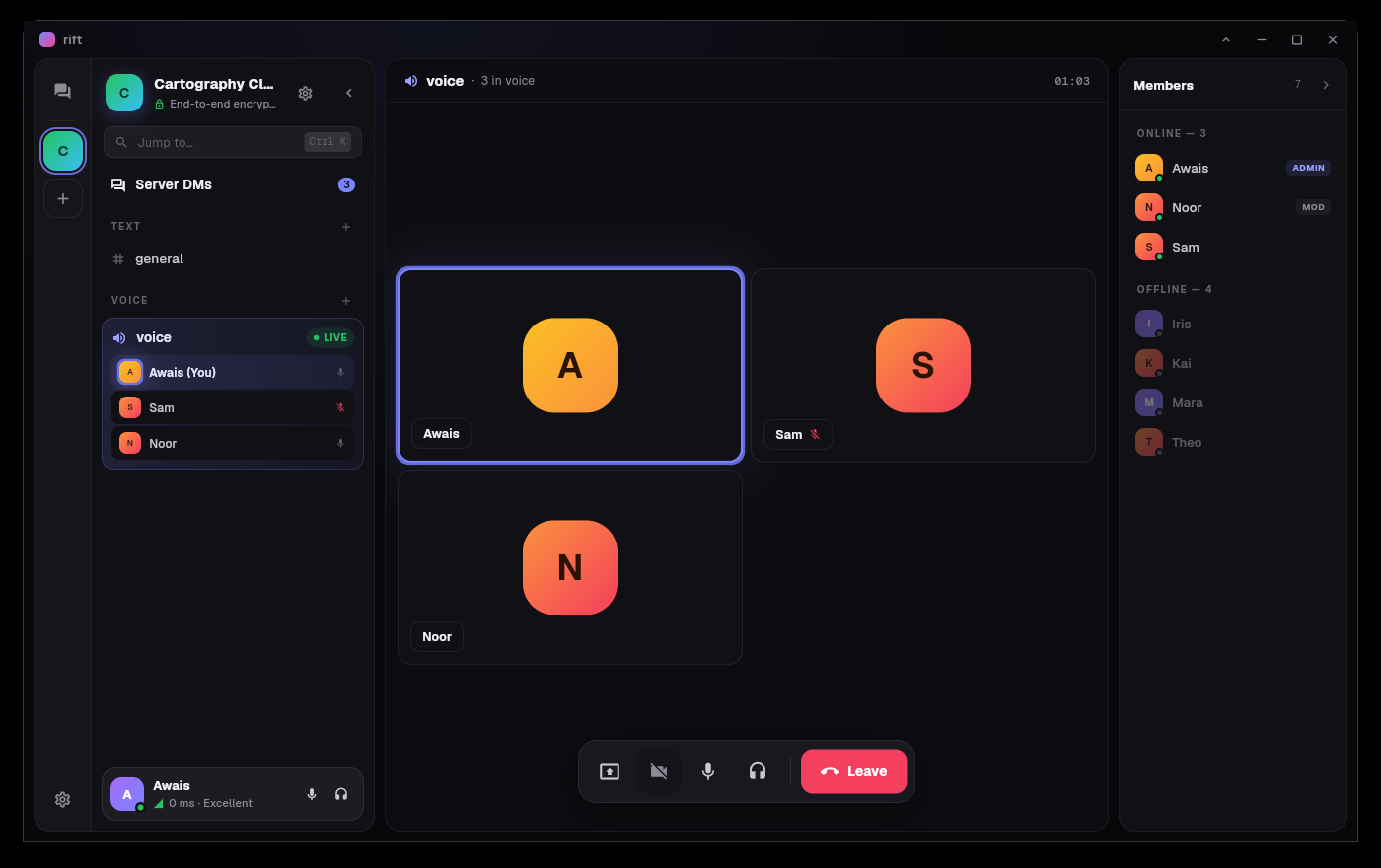 A voice channel with a screen share